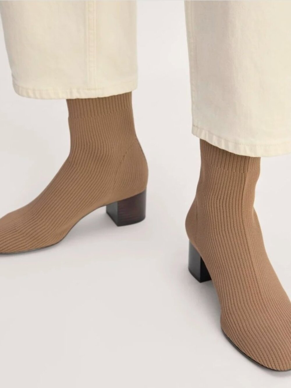 Everlane Glove Boot Tan Mocha Stretch Knit Women's Sizes NEW Comfort